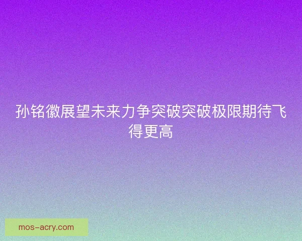 孙铭徽展望未来力争突破突破极限期待飞得更高
