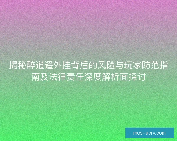 揭秘醉逍遥外挂背后的风险与玩家防范指南及法律责任深度解析面探讨